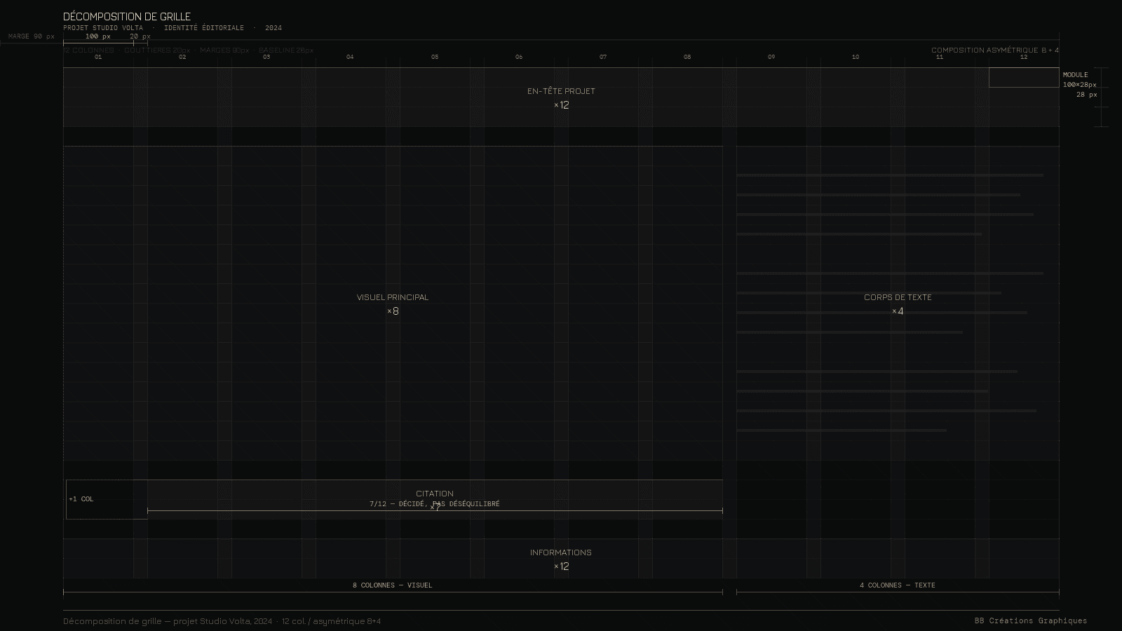 Décomposition de grille — projet Studio La Huppe, 2024