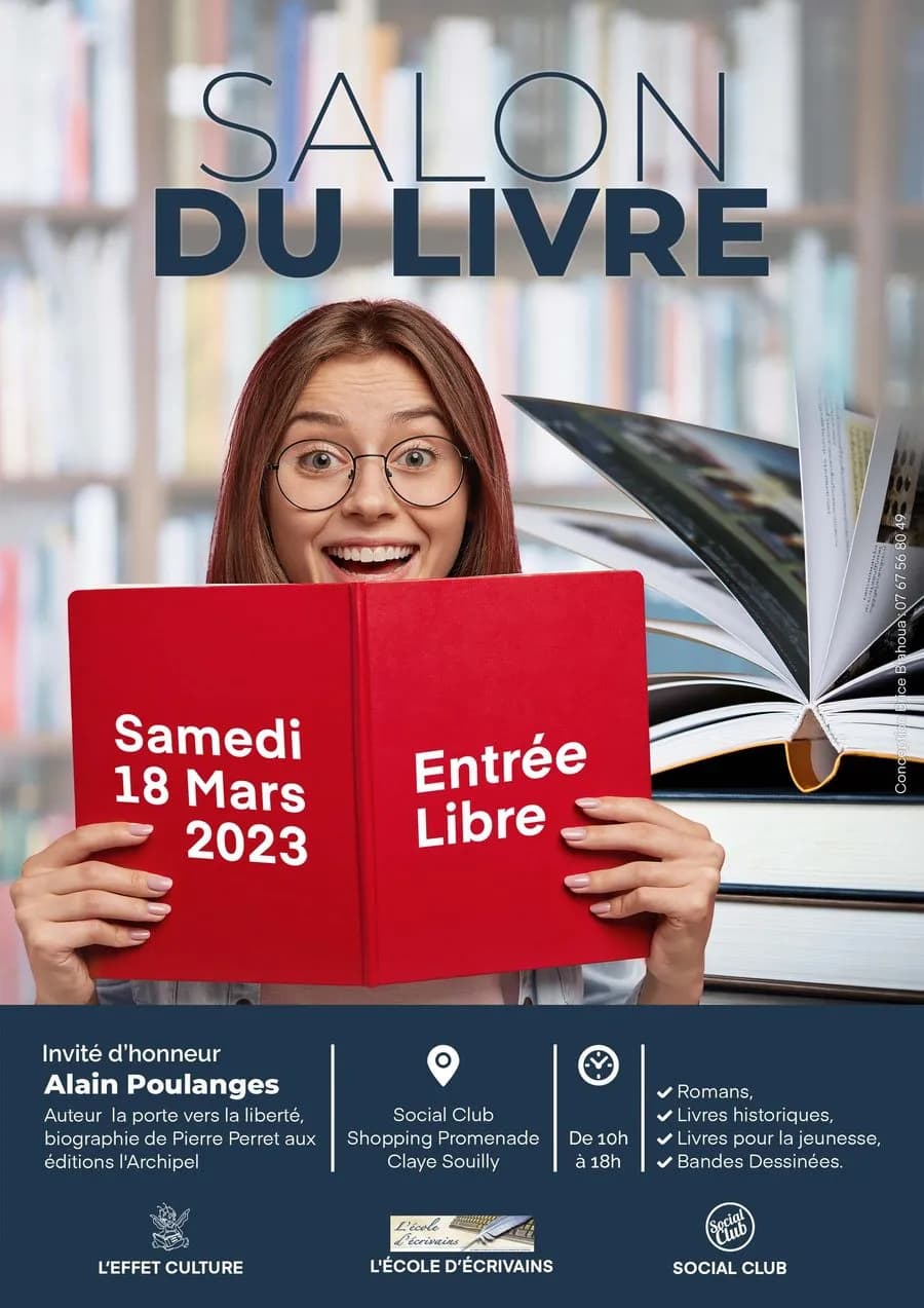 Affiche du Salon du livre organisé par L'Effet Culture le 18 mars 2023